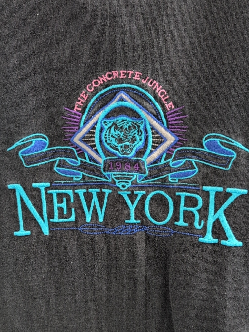 Brandy Melville Black New York Graphic Tee with Teal & Purple Accents - Picture 3 of 5